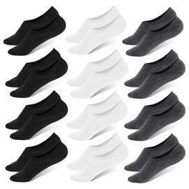 WHISPER DEER No Show Low Cut Socks Men - Invisible Casual Cotton Loafer Socks With Non-Slip Grip (3/6/12 Packs)