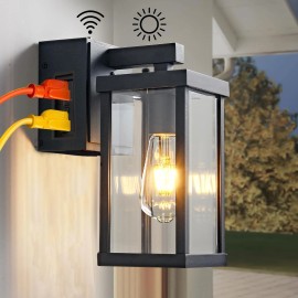 Unbranded Dusk to Dawn Porch Lights with GFCI Outlets Waterproof Outdoor Wall Lights