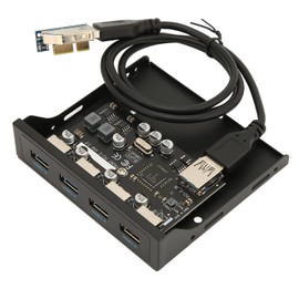 ciciglow PCIE to USB 3.0 PC Faceplate, 3.5 Inch PC Front Panel PCIE USB Adapter with 4 x USB3.0 Output Port, Extend the Optical Drive Enclosure
