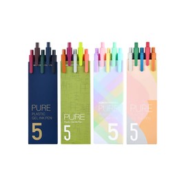 Kaco 20 Retractable Gel Ink Pens New Set( 5 Black Ink + 15 Color Ink) Extra Fine 0.5mm Pencils Inks for Adult Coloring Books Craft Doodling