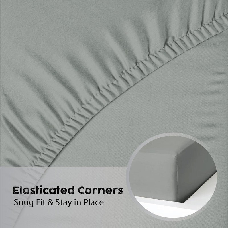 Ev Dekor Double Fitted Sheet Charcoal | Grey - Deep