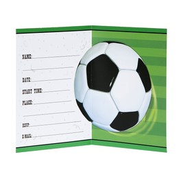 Multicolor 3D Soccer Paper Cards Invitations - 5.5" x 4" (8ct) - Perfect for Soccer-themed Parties, Events, and Celebrations