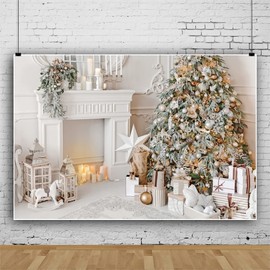 Qinunipoto Backdrop Christmas Tree Mantle Piece Gift Corner 1.5x1m for Photography Photography Backdrop Photo Studio Prop Photography Kids Photography Party Decoration Cosplay Backdrop Kids Photography Party Background Wall Decor Portrait Remote Office P