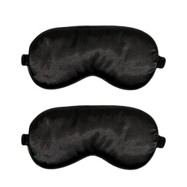 WESTEND CHOICE Sleep Mask 2 Pack Soft Satin Silk Eye Mask for Men Women Eye Blindfold for Travel Light Blocking Night Sleep Mask Comfortable Blackout Sleeping Mask (Black)