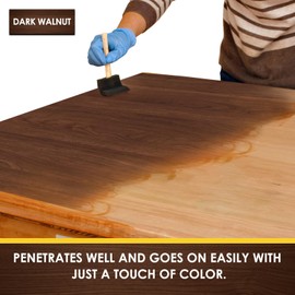 DWIL Water Based Wood Stain - Multiple Finishes, Fast Drying, Indoor and Outdoor Furniture, Wood Paneling, Cabinets and More, Low Odor ＆ Non-Toxic (8.5oz Dark Walnut)