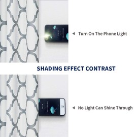 Melodieux Moroccan 100% Blackout Curtains for Bedroom 63 Inch Length, Living Room Thermal Insulated Black Liner Grommet Drapes, 52 by 63 Inch, Off White/Grey (2 Panels)