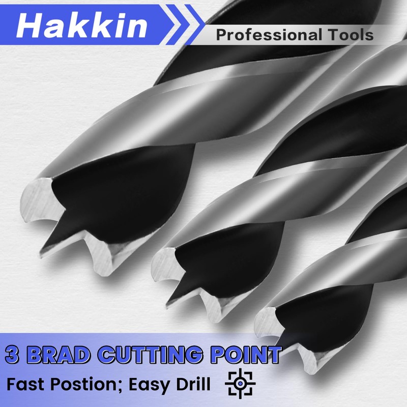 14PCS Brad Point Wood Drill Bit Set with Center Punch,