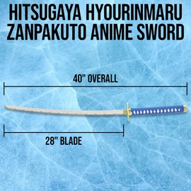 Hitsugaya Hyourinmaru Zanpakuto Anime Sword | 440 Stainless Steel Blade | Distinctive Star-Shaped Tsuba | Ray Skin Handle with Cord Wrap | Coordinating Scabbard | 40" Overall Length