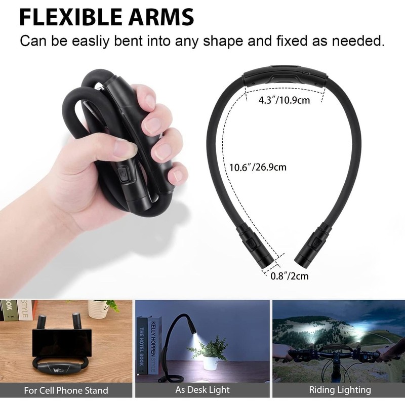 LUXJET Book Light for Reading and Crocheting Rechargeable Neck Light