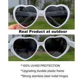Armear Women Fashion Oversized Heart Sunglasses Lady Girl Retro Cute Love Shaped Large Plastic Eyeglasses White