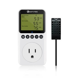 KETOTEK Digital Humidity Controller Outlet Plug with Sensor Probe, 120V Humidistat Controller Plug for Reptile Mushroom Greenhouse, Humidity Switch Outlet