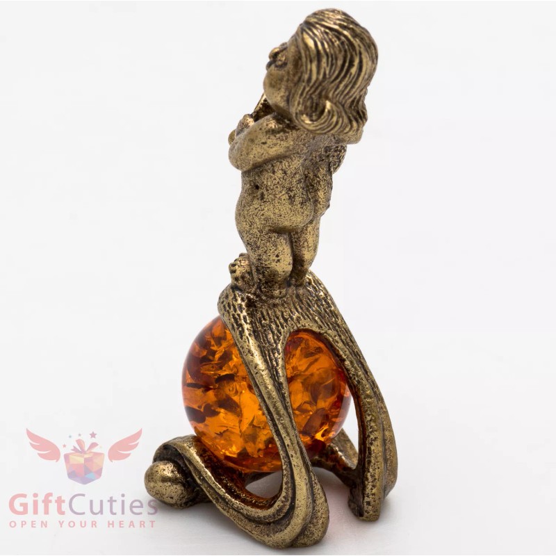 Solid Brass Amber Figurine Aquarius Astrology Zodiac sign Horoscope IronWork