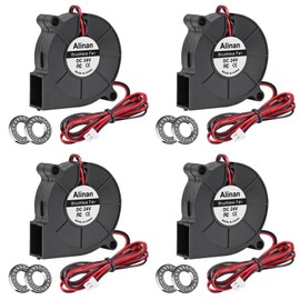 Alinan 4pcs 5015 50mm x 15mm 24V Dual Ball Brushless Blower Fan 2Pin DC Cooling Exhaust Fan for Radiator DIY Air Exhaust Vent Cooling