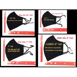 ICYROSE 3 Pack XXL 7"/ XL 6.5" Extra Large Face Mask Big and Tall 3 Ply Beard Mask Cotton Fabric nose wire Filter Pocket adjustable (All Navy Blue, XXL 7")