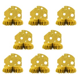Cheese Sign Table Honeycomb Centerpieces Decorations - Glitter 8 Pcs Baby Shower Party Table Toppers Decor - Wedding - Engagement - Sweet Cheese Party Decoration Supplies