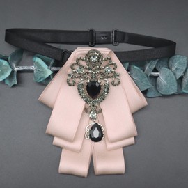 GHTIYLP Mens Bow Tie Pre Tied Satin Ribbon Rhinestone Bowtie for Men (Pink)