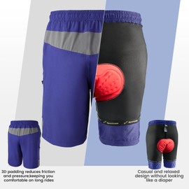 Sportneer MTB Cycling Shorts Men's Padded Cycling Shorts Men's Cycling Shorts 3D Lined Mountain Bike Cycling Sports Cycling Outdoor, navy