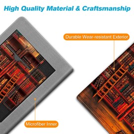 Fintie Case for Pocketbook Touch HD 3 / Touch Lux 5/4 / Basic Lux 4/3/2 and Pocketbook Color E-Reader - Kickstand Case with Card Slot, Hand Strap and Auto Wake/Sleep, the Library