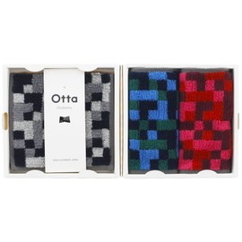 Tanaka Sangyo Imabari Towel, Handkerchief Towel, Otta, Half Towel Handkerchief, Gift Set, Same Pattern, Made in Japan (Gray, Red, Blue) Approx. 9.8 x 4.9 inches (25 x 12.5 cm), 21-45 Set of 3