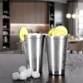 Youda Doppelwandige Isolierbecher aus Edelstahl (2er-Set), Stapelbar, Kaffeetasse/Teetasse/Kühlende Biergläser, ideal für Kinder, für Reisen, Outdoor, Camping & Alltag, 16 oz (480ml, Silber)