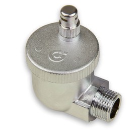 Caleffi 504401 Aercal Automatic Quick Bleeder 1/2 Inch External Thread Bleed Valve Corner Radiator Valve Made of Pressed Brass Chrome-Plated with Hygroscopic Safety Cap, Silver