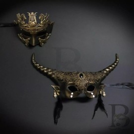 Beyond Masquerade Couple's Masquerade Masks | Venetian Roman Couple's Masks Gold