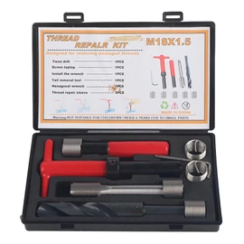 TeamSky 10Pcs M18x1.5 Thread Repair Kit Stainless Steel Twisted Drill Wrench Threaded Insert for Car