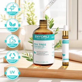 ENYORLI ENYORLI Tea Tree Oil 100 ml, Pure Tea Tree Oil, 100% Pure and Essential Aromatherapy Oil, Vegan Tea Tree Essential Oil for Diffusers, Shampoo, Face, Skin, Nails
