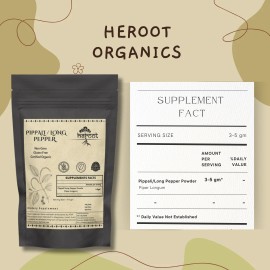 Heroot Organic pippali/Long pepper powder (Piper Longum) Remedies Respiratory disorders - 50 gm