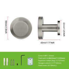 TUNNY 5 Pack Round Towel Hooks-Shiny Nickel Brushed Modern Coat Hooks Shower Towel Hooks for Bathroom Kitchen Home Storage