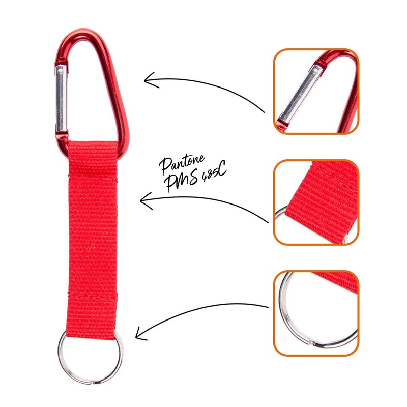 Karteo Lanyard Red with Carabiner Hook [Pack of 1] Short