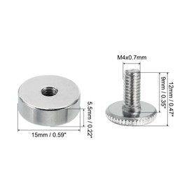 PATIKIL M4x12 Standoff Screws with Spacers, 10 Pack Wall Mounting Hardware Thumb Screw Fasteners for Acrylic Glass Signs Mirrors, Silver Tone 12mm