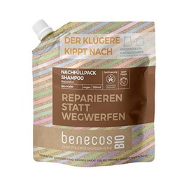 benecos Organic Refill Bag Shampoo Normal Hair Organic Oats - Repair Instead of Throwing Away - Vegan - Recycled Plastic