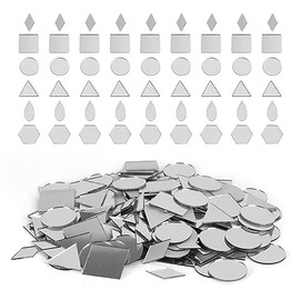 PP OPOUNT 300 PCS Mosaic Tiles, Triangles/Squares/Rounds/Rhombus/Sexangle Drop-Shaped Mini Mirror Pieces for Crafts, Disco Balls, Outdoor Decor, Interior Decoration - 1 Inch