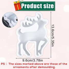 Christmas Silicone Mold Moose, 3D Reindeer Christmas Mould White Silicone Deer Mold DIY Christmas Elk Mold for Christmas Trees Decorations