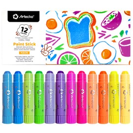 Artecho Tempera Paint Sticks Neon Colors Washable Paint Sticks 12 Count