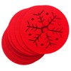BWG Red Felt Christmas Coasters With Snowflake Design - Set