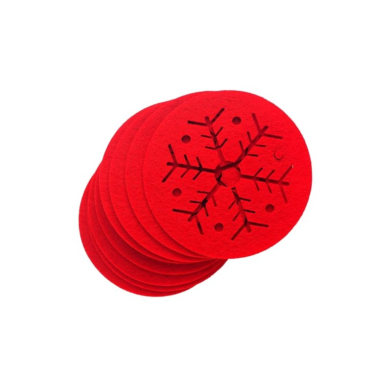 BWG Red Felt Christmas Coasters With Snowflake Design - Set