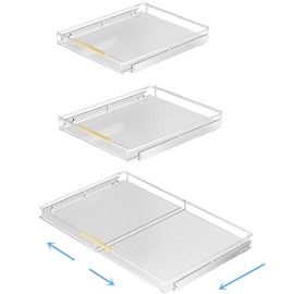 MIYUPTC Expandable Pull Out Drawer 3Pack, Kitchen Cabinet Organizer Bottom-Mounted Slide Out Storage Shelves, 14.86''-25.86''W x 22.5''D