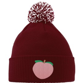 Hippowarehouse Peach Embroidered Beanie Hat with Bobble