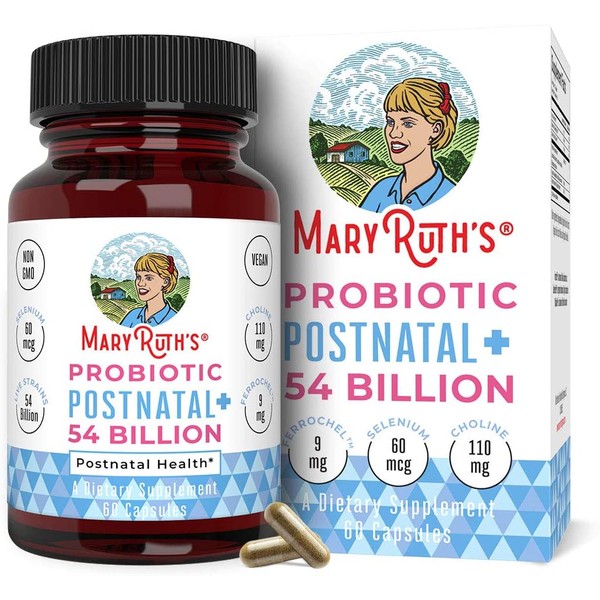 Vegan Postnatal Probiotic by MaryRuth's - Capsules Loaded with Essential Nutrients for Breastfeeding Moms - Nursing Probiotics with Vitamins, Minerals & Antioxidants for Mother & Child - 60 Count