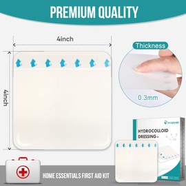 15 Pack Hydrocolloid Wound Dressing 4" x 4", Hydrocolloid Patch Bandages with Self-Adhesive, Bed Sore Bandages, Highly Absorbent for Burn, Blister, Acne Care, Sterile and Waterproof