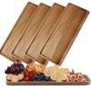 4pcs Small Solid Wooden Serving Platters and Trays Natural Acacia