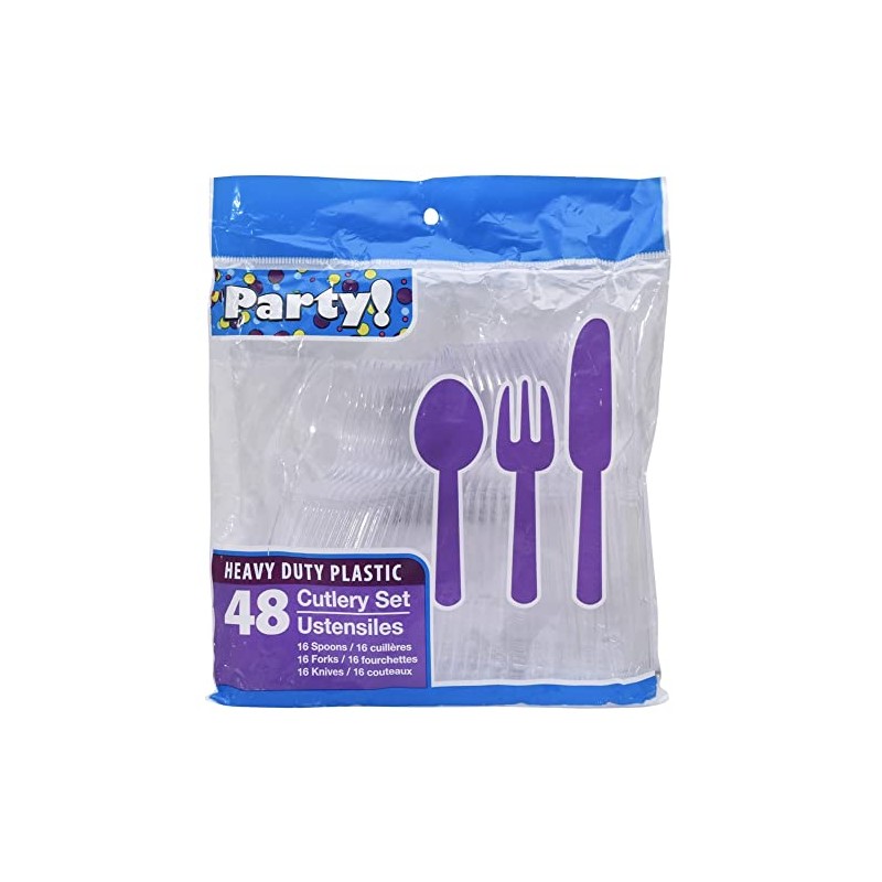 Clear Plastic Utensils, 48-ct. (16 Forks, 16 Spoons, 16 Knives)
