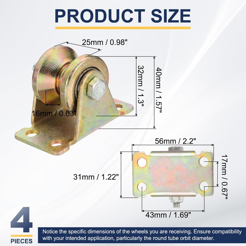 MECCANIXITY 4Pack V Groove Wheel, 2" Dia. Steel Sliding Gate