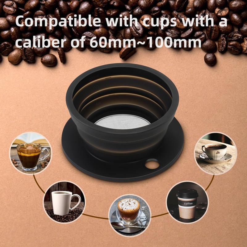 VVGCS 2-Packs Travel Collapsible Paperless Pour Over Coffee Dripper Kit