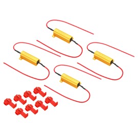 PATIKIL 50W 5 Ohm Aluminum Shell Resistor, 4 Pack Aluminum Housing Resistor Housed Case Wirewound Resistors Screw Tap Power Resistor, Golden
