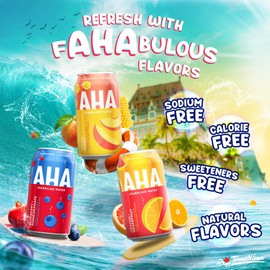 TRENDNSAVE AHA Sparkling Water - Calorie Free, Sweeteners Free, Natural Flavor - Pack of 8 (4 Cans of Blueberry Pomegranate, 4 Cans of Raspberry Acai) 2 Flavors, 12 fl. oz Cans - Shipped from Canada