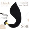 LaaVoo Bonded Real Hair Extensions, Keratin, Remy Hair, Black, 45