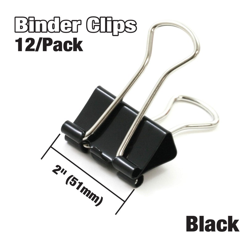 BAZIC Large 2-Inch (51mm) Black Binder Clip